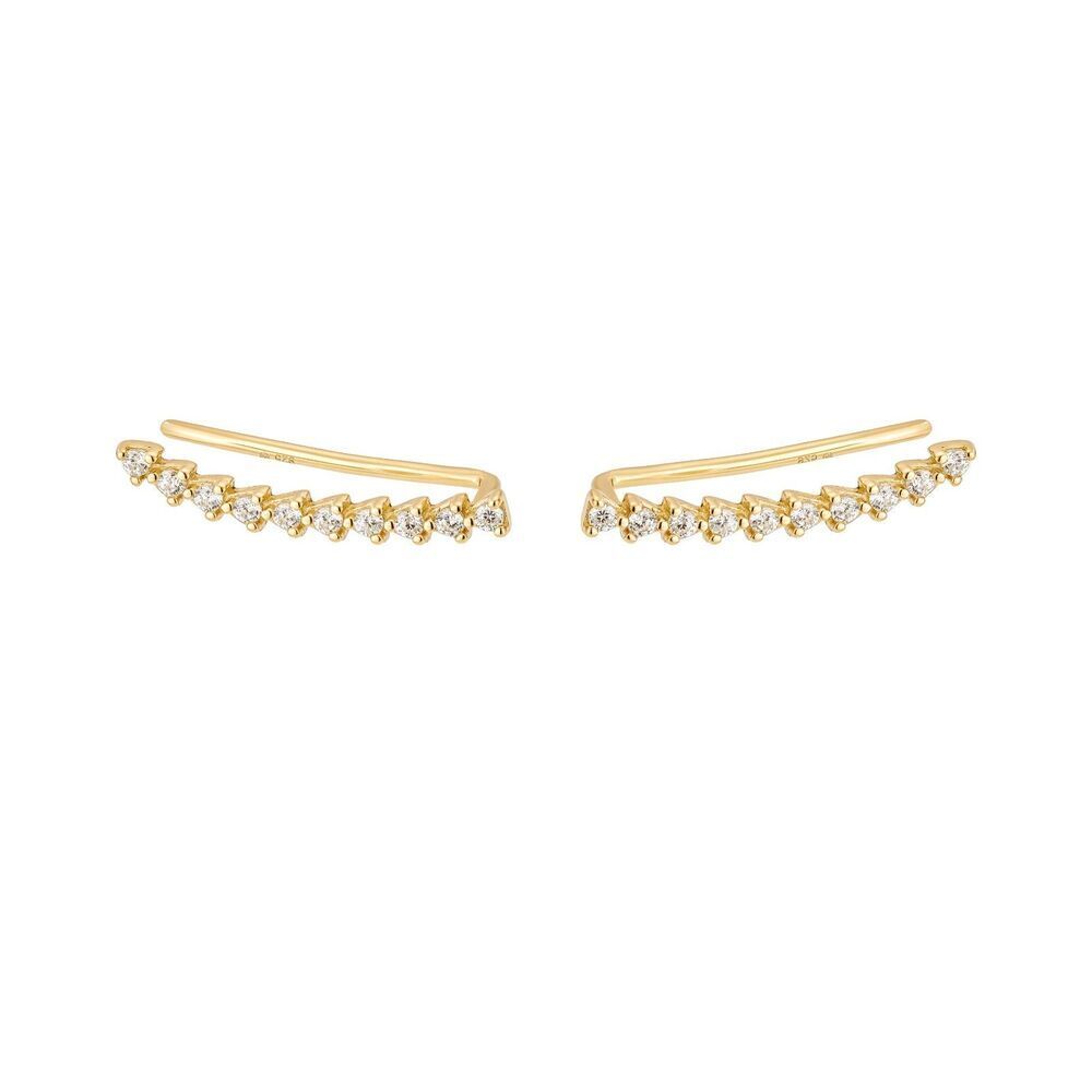 Starry Night 18K Gold Plated .925 Sterling Silver Ear Climber Earrings C3